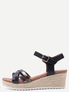 Shein Black Cross Straps Pu High Heeled Sandals