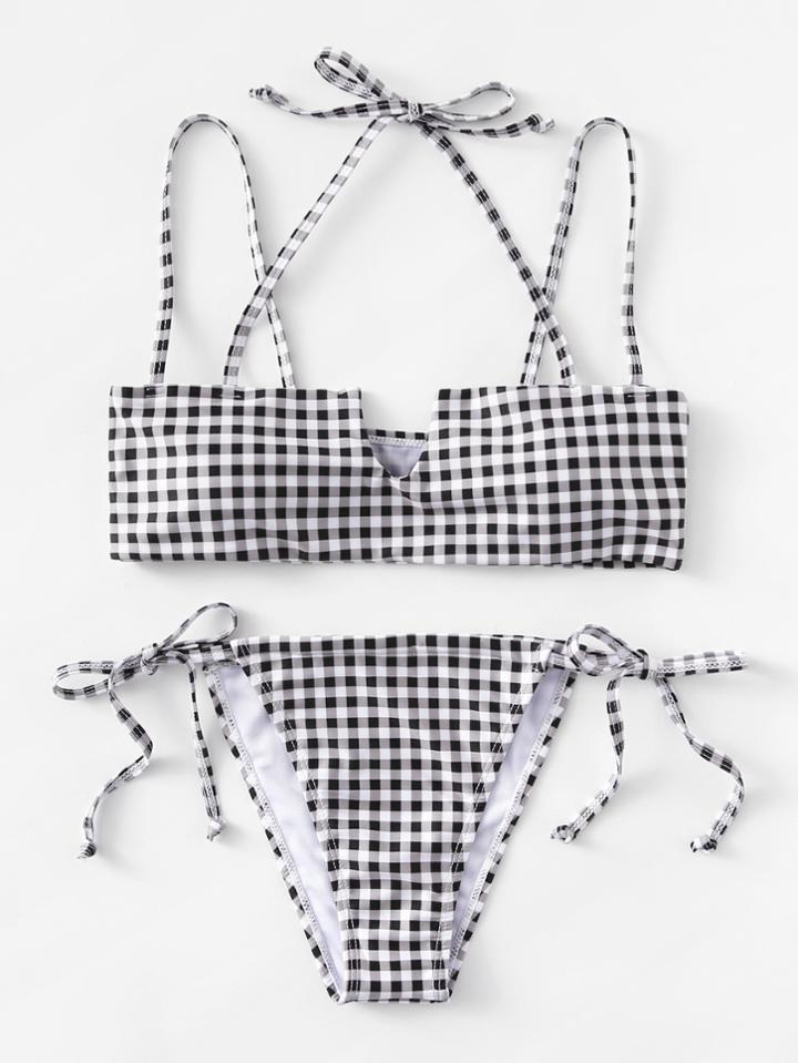 Shein Tie Side Gingham Bikini Set