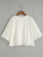 Shein White Drop Shoulder Cuffed T-shirt