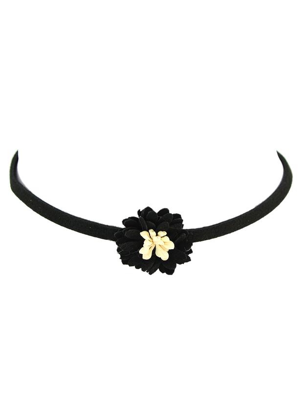 Shein Black Simple Model Flower Pendant Choker Necklace