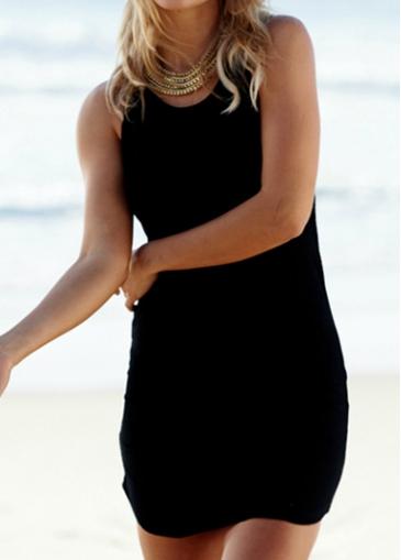 Rosewe Racerback Black Round Neck Shift Dress