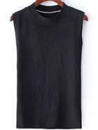 Shein Black Stand Collar Slim Tank Top