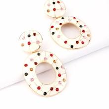 Shein Color Block Rhinestone Engraved Drop Earrings