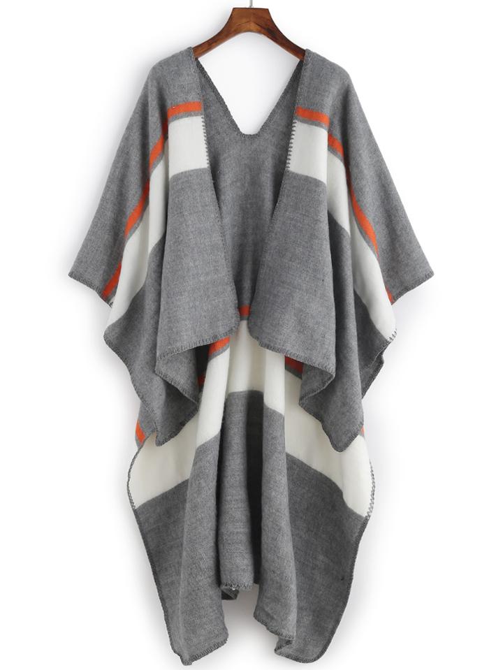 Shein Grey And White Stripe Shawl Scarf