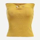 Shein Pearl Pin Detail Twist Front Bandeau Top