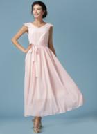 Shein Pink V Neck Sleeveless Romantic Loved Lolita Tie-waist Dress
