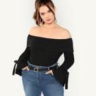 Shein Plus Knot Cuff Slim Fitted Bardot Top