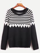 Shein Black Striped Raglan Sleeve Sweater