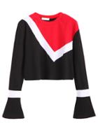 Shein Color Block Bell Sleeve Crop T-shirt