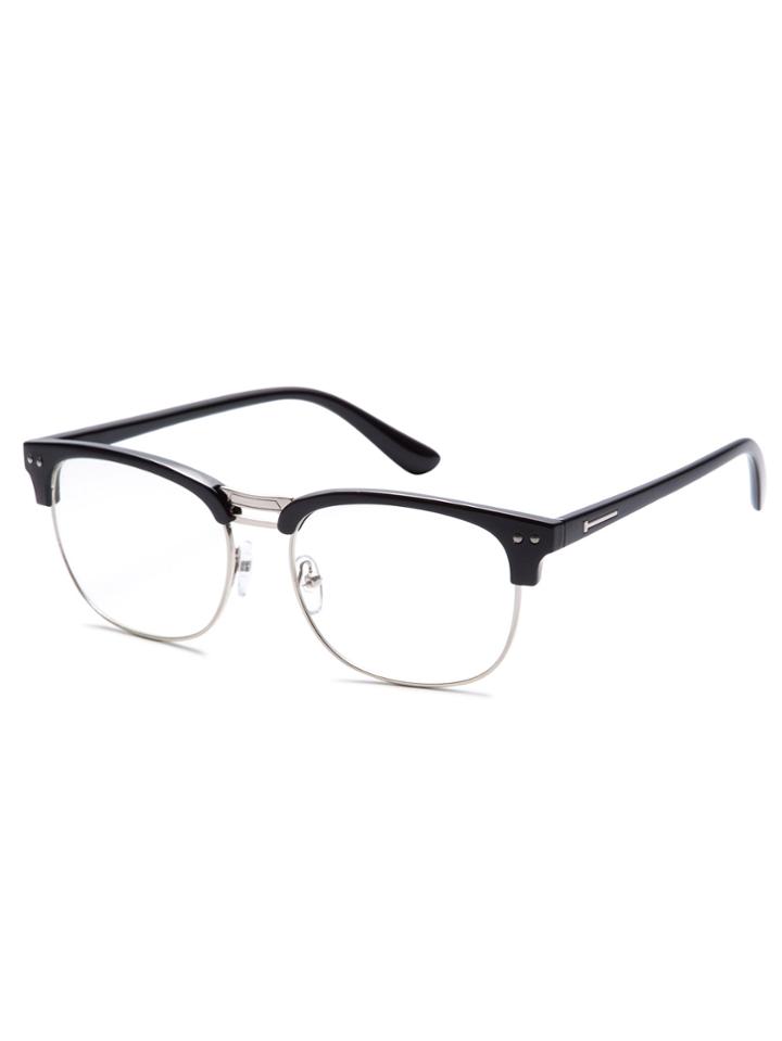 Shein Black Open Frame Silver Trim Glasses