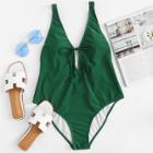 Shein Knot Front Plunging Swimsuit