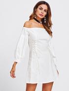 Shein Lace Up Side Bardot Dress