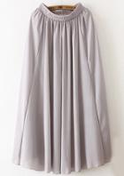 Shein Grey Elastic Waist Chiffon Pleated Skirt