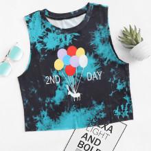 Shein Graphic Print Tie Dye Top