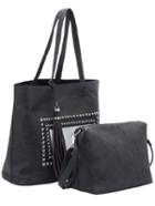 Shein Black Pu Rivets Two Pieces Totes