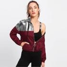 Shein Zip Front Two Tone Hooded Jacket