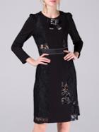 Shein Black Bowknot Contrast Lace Cat Sequined Dress