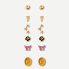 Shein Butterfly & Gemstone Stud Earrings 6pairs
