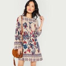Shein Lace Eyelet Flower Print Dress