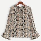 Shein Self Tie Snake Print Blouse