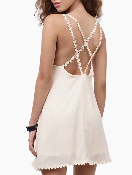 Shein Apricot Spaghetti Strap Cross Back Dress