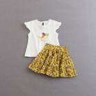Shein Girls Print Tee With Skirt