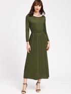 Shein Army Green Elastic Waist Dress