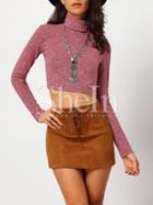 Shein Red High Neck Ribbed Crop Sweater