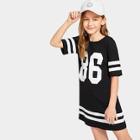 Shein Girls Varsity Print Tee Dress