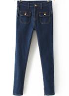 Shein Blue Slim Pockets Denim Pant