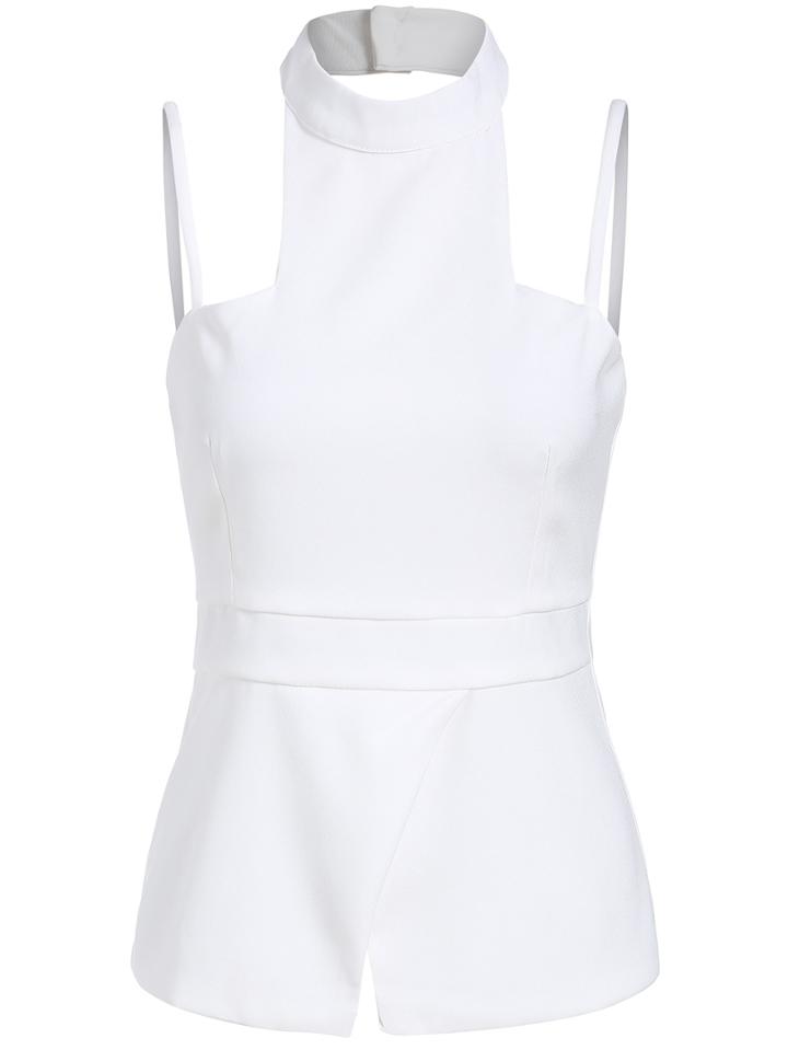 Shein White Halter Spaghetti Strap Cami Top