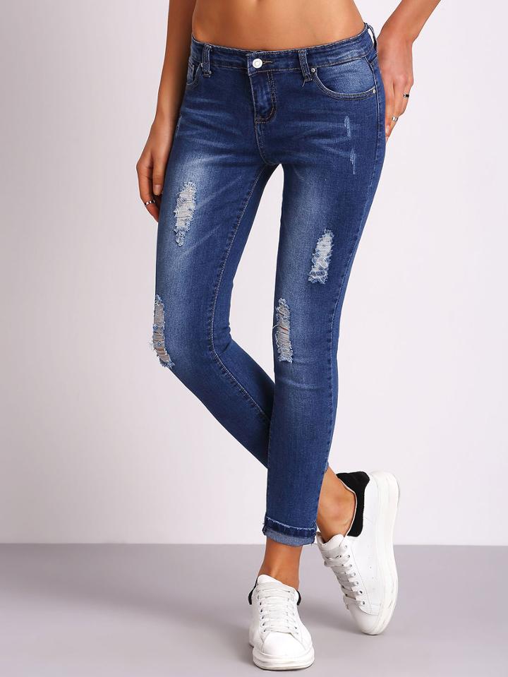 Shein Ripped Bleached Denim Pants