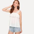 Shein Eyelet Embroidered Ruffle Trim Cami Top