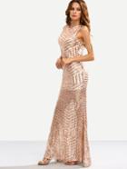 Shein Rose Gold Sequins Embedded Cut Out Back Mermaid Dress