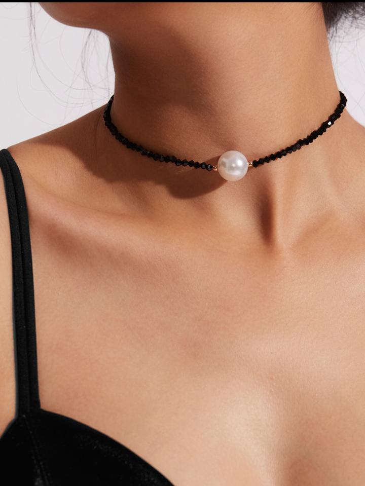 Shein Faux Pearl Contrast Choker