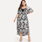 Shein Plus V-neck Tropical Dress