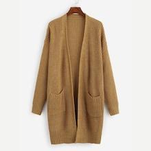 Shein Patch Pocket Open Front Sweater Coat