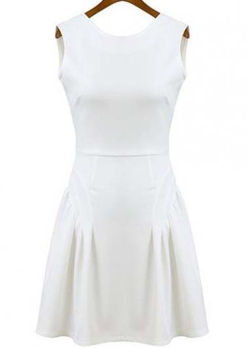 Rosewe New Arriving Sleeveless Woman White Skater Dress White