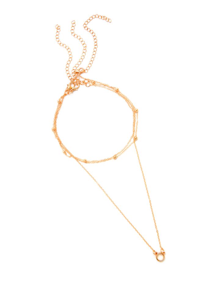 Shein Ring & Beaded Chain Necklace Set 3pcs