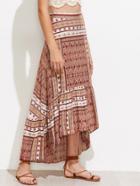 Shein Aztec Print High Low Frill Hem Skirt
