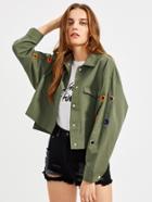 Shein Grommet Detail Staggered Utility Jacket