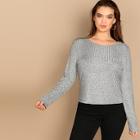 Shein Plus Solid Heathered Knit Tee