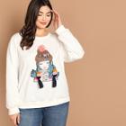 Shein Plus Pompom And Tassel Embellished Girl Sweatshirt