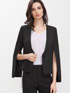 Shein Black Split Sleeve Collarless One Button Blazer