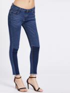 Shein Color Contrast Frayed Hem Jeans