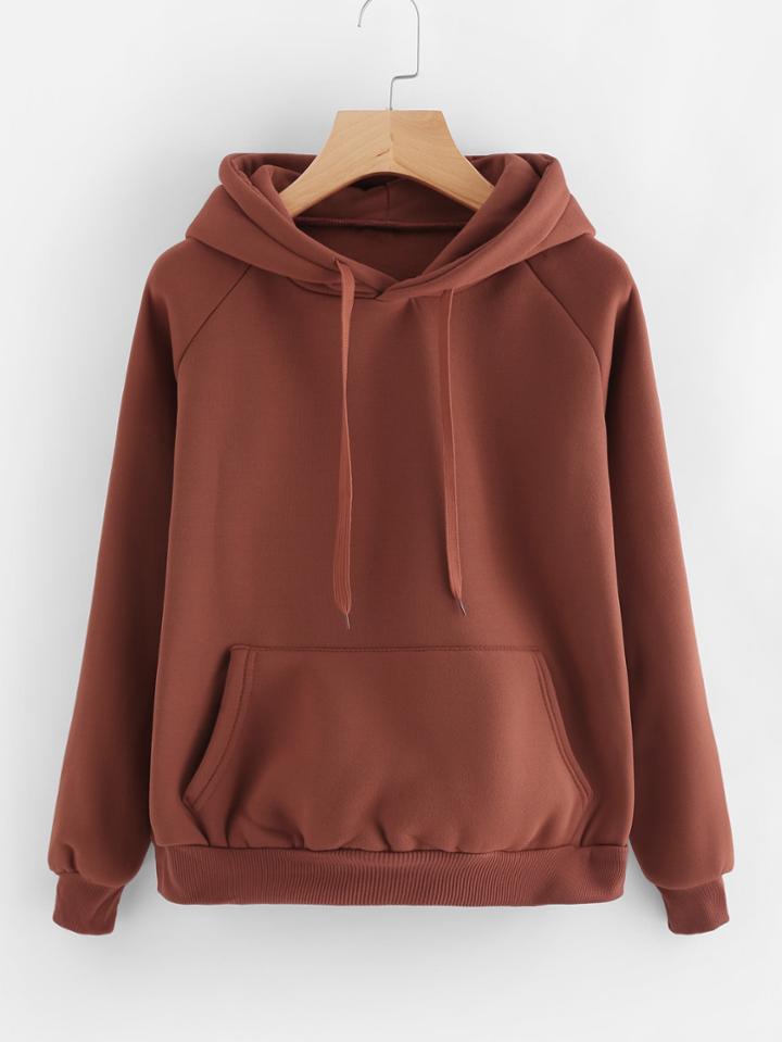Shein Kangaroo Pocket Drawstring Hoodie
