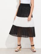 Shein Contrast Panel Pleated Chiffon Skirt