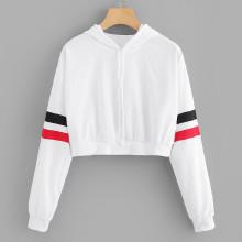 Shein Varsity Striped Crop Hoodie