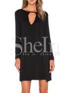 Shein Black Concert Long Sleeve Cut Out Dress
