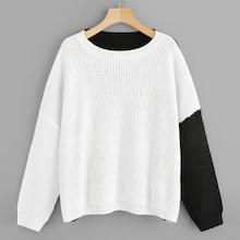 Shein Plus Drop Shoulder Two-tone Sweater